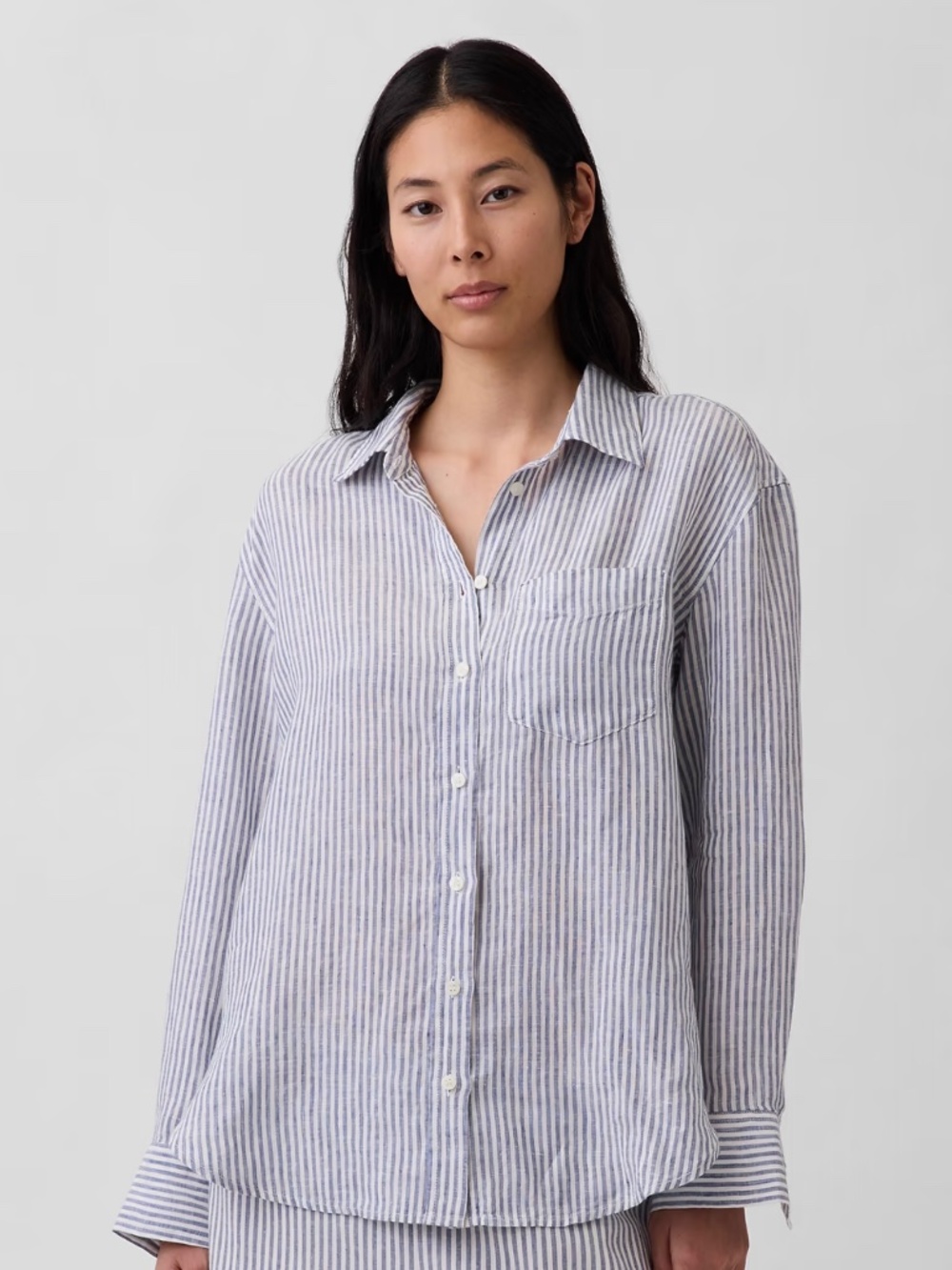 LIKE NEW GAP OVERSIZED LINEN SHIRT BLUE SZ MEDIUM